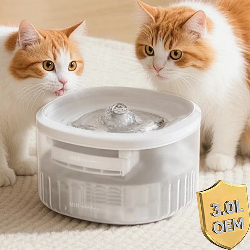 2026 New 3L Large Capacity Automatic Cat Water Fountain Multi-layer Filtration USB Charging Smart Cat Fountain Pet Supplies OEM