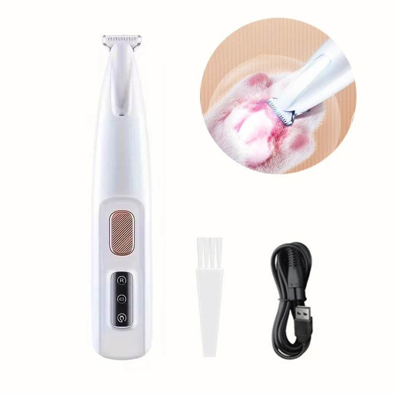 Pet Grooming Clippers Stainless Steel LED Assisted Lighting Safe Low Noise USB Rechargeable Battery Pet Beauty Electric Trimmer