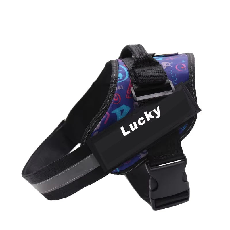 Custom Dog Harness Vest ID Patch Reflective Breathable Adjustable Pet Harness Designer Dog Harness Outdoor Dog Products