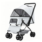 4 Wheels Pet Travel Trolley Dog Jogger Stroller with Cup Holder and Storage Basket Pet Pushchair for Small Medium Cats Dogs