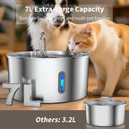 OEM 7L Large Capacity Stainless Steel Automatic Cat Water Fountain for Dogs with Filtration Ultra-quiet Pet Water Dispenser