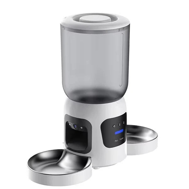 OEM 6L Automatic Feeder with Camera Dual Bowls Smart Pet Feeder Dual Camera Monitoring APP Remote Calling Timing Voice Recording