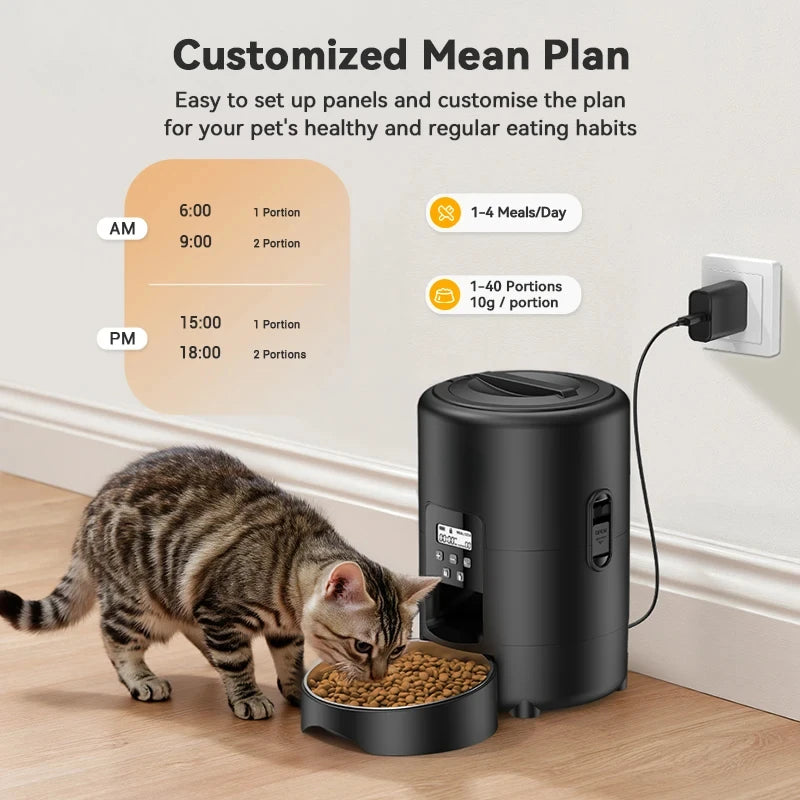 2L Durable Plastic Automatic Dog Feeder with LCD Display Portable Easy to Clean Button Control Smart Cat Feeder
