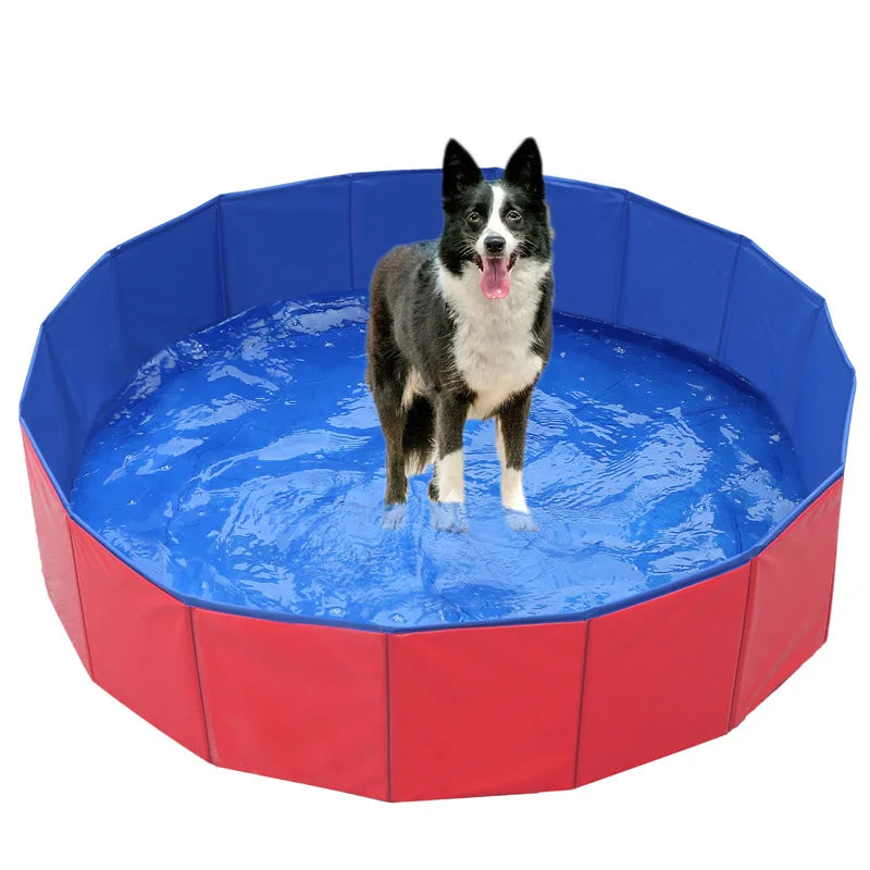 Foldable Dog Swimming Pool Bathing Tub Portable Pet Paddling Pool for Dogs Cats Indoors Outdoors Pet Swimming Pool Water Pon
