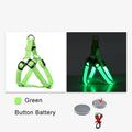 LED Reflective Dog Harness with Lights Nylon Button Battery Pet Safety Vest Adjustable Glowing Dog Harness