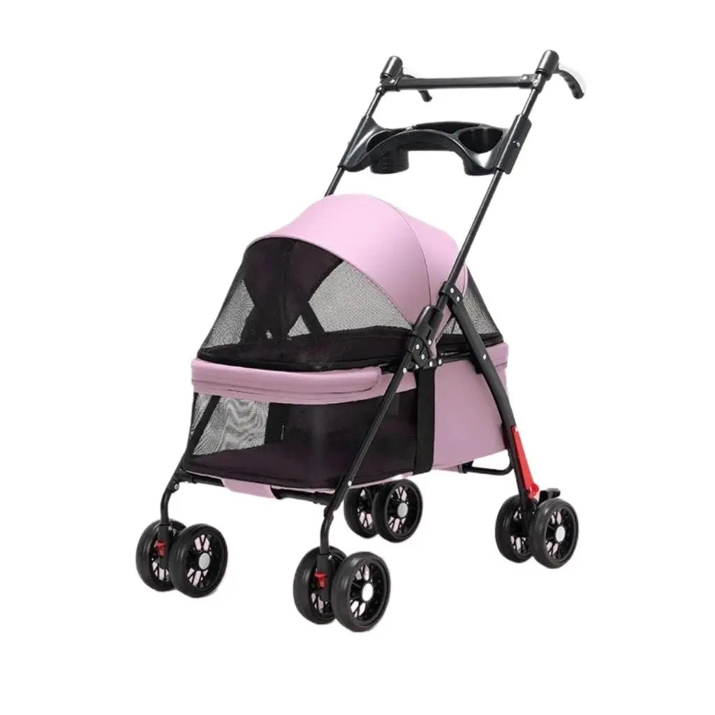 Pet Stroller Small Pull Cart Puppy Dog Walking Cart Lightweight Foldable Oxford Adjustable Zipper for Outdoor Use