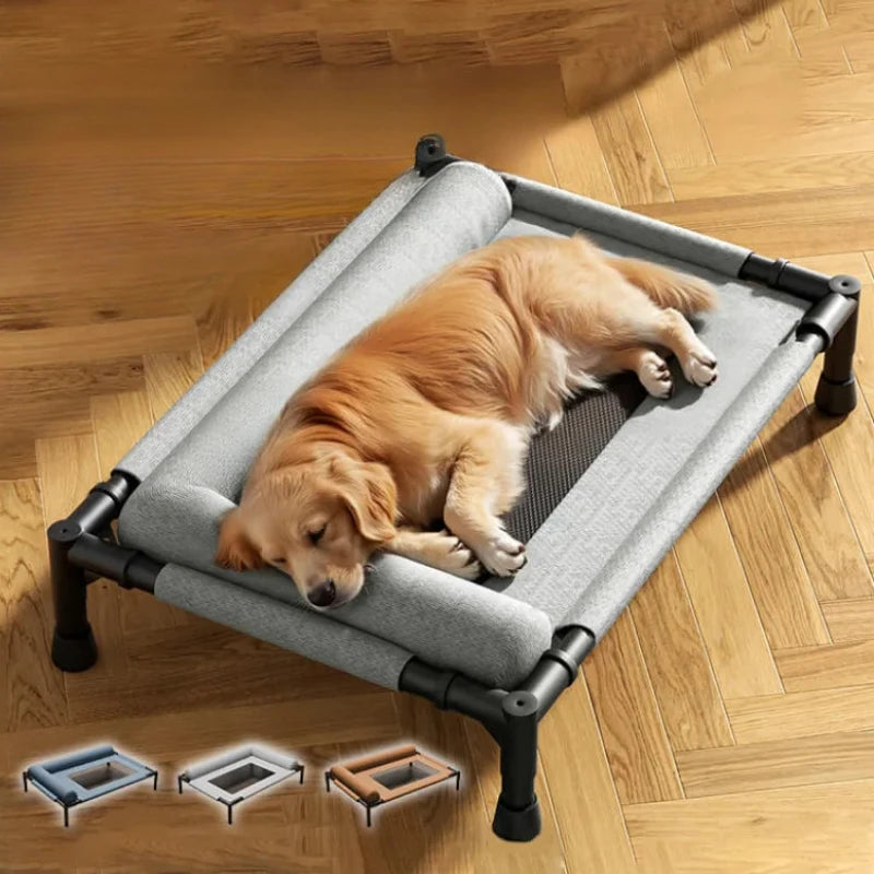 Large Breathable Mesh Dog Bed Off-The-Ground Moisture-Proof with Removable Washable Feature Universal Camp Bed for Summer Winter