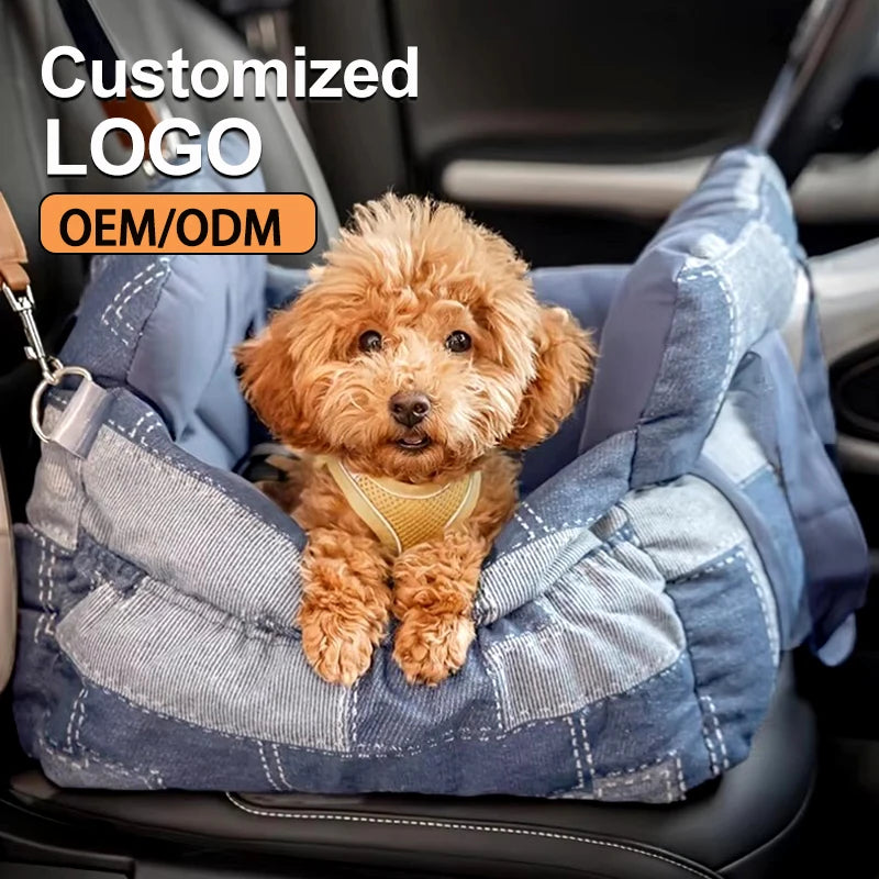 Custom Travel Bolster Dog Car Seat with Safety Buckle Luxury Dog Beds Pet Car Seat Dog Accessories Pet Beds