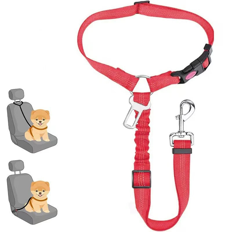 Dog Car Seat Belt Seatbelt Harness Adjustable Metal Buckle Elastic Reflective Vehicle Car Tether for Small Medium Large Dogs