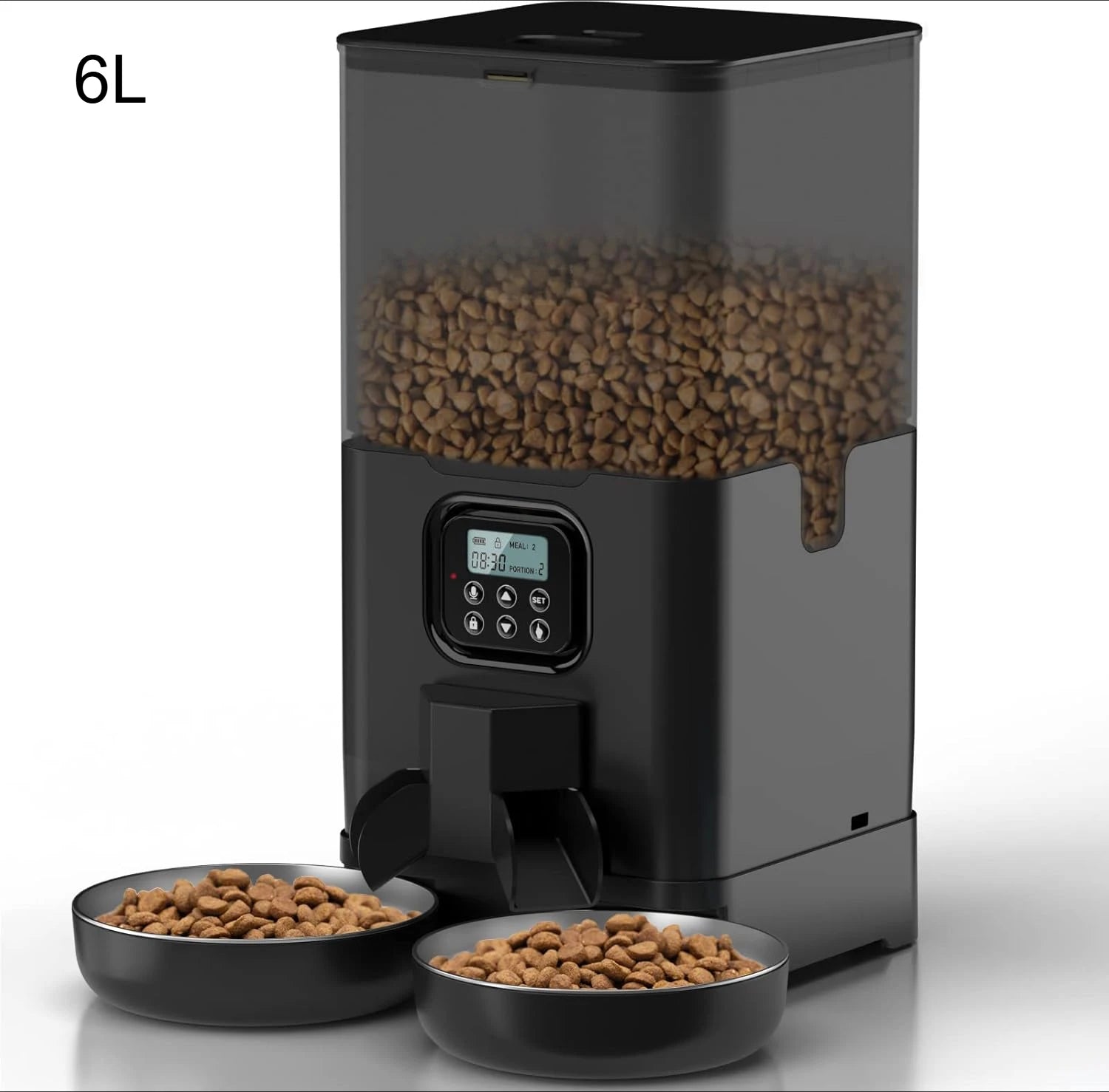 4L/6L OEM Dual Bowls Automatic Dog Feeder WIFI Control Pet Feeder with Stainless Steel Bowl Timed Memory Dog Dry Food Dispenser
