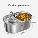 3L Cat Water Fountain with Food Storage Dog Feeder Two Bowls Stainless Steel Smart Cat Water Drinking Bowl Pet Water Dispenser