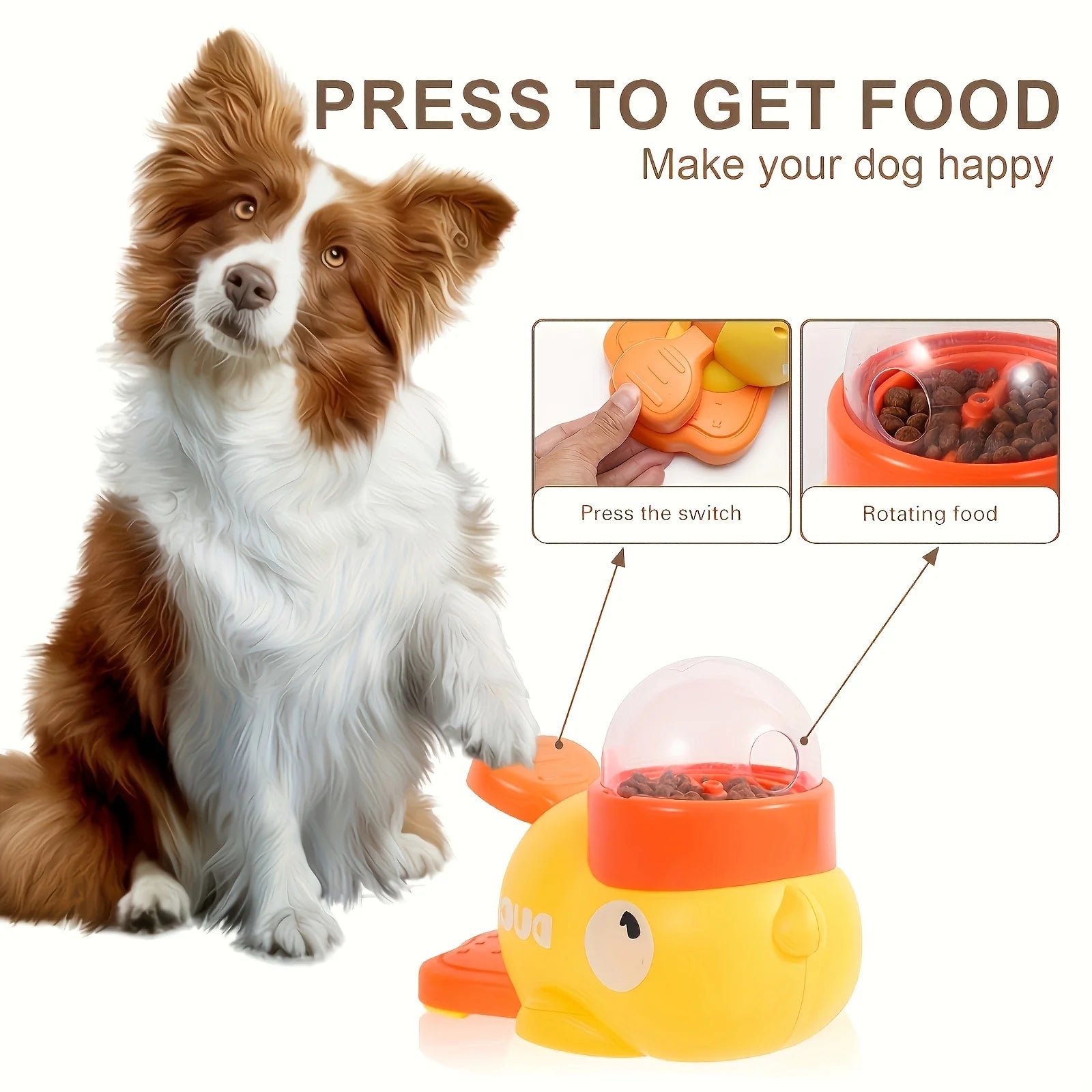 Interactive Toys Duck Shaped Cartoon Dog Food Dispenser Toy Manual Press Feeder for Small Medium Dogs Plastic Puzzle Toy for Dog