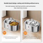 3L Cat Water Fountain with Food Storage Dog Feeder Two Bowls Stainless Steel Smart Cat Water Drinking Bowl Pet Water Dispenser