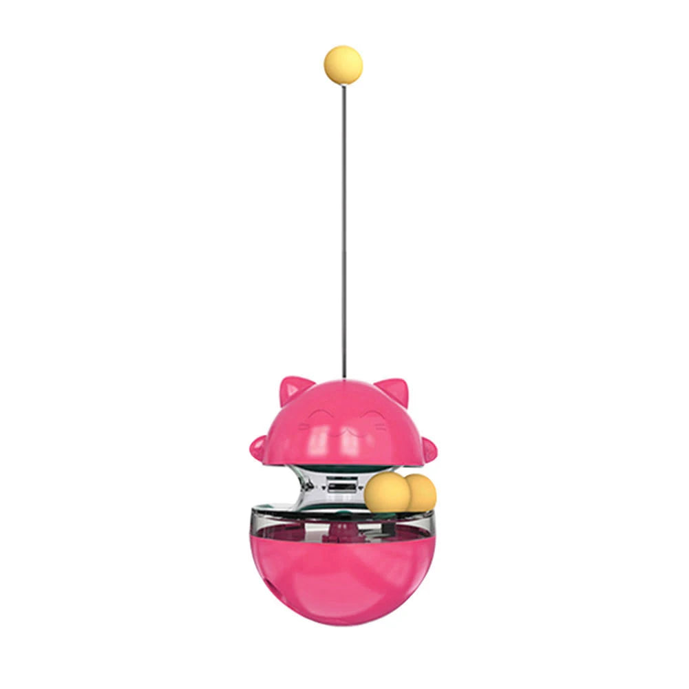 Eco-Friendly Plastic Cat Teaser Stick Slow Feeder Ball Funny Tumbler Food Dispenser for Kitten Pets Supplies