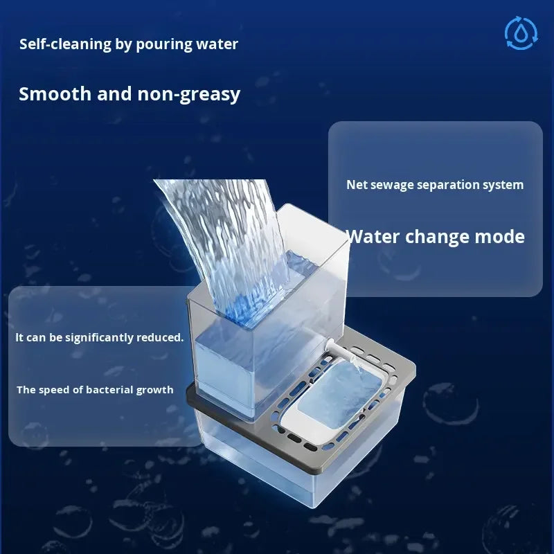 2L Automatic Cat Water Fountain Plastic No Filter Required Wastewater Separation Fresh Water Supply Pet Water Dispenser