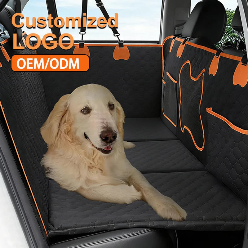 Custom Oxford Dog Seat Cover Back Seat Extender Hard Bottom Car Hammock for Pets Comfortable Pet Cover for Car Ride