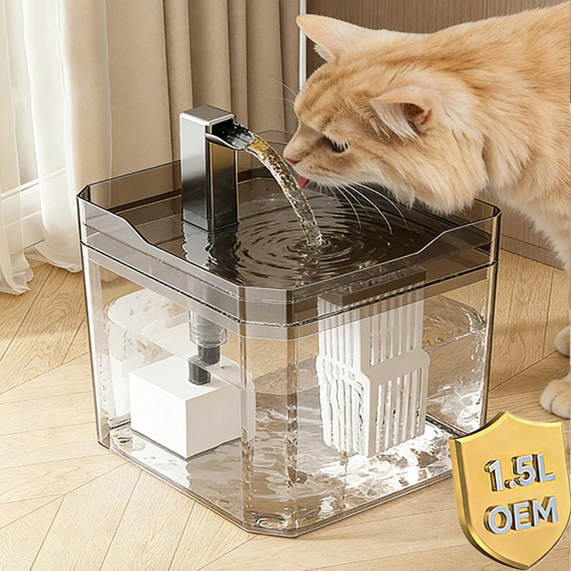 1.5L Automatic Cat Water Fountain Pet Drinking Dispenser for Pet Water Fountain Filter Anti-Slip Cat Product