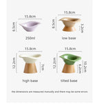 Raised Tilted Cat Food Water Bowl Pet Dog Elevated Drinking Eating Bowls with Wooden Stand Puppy Kitten Feeding Ceramic Cat Bowl