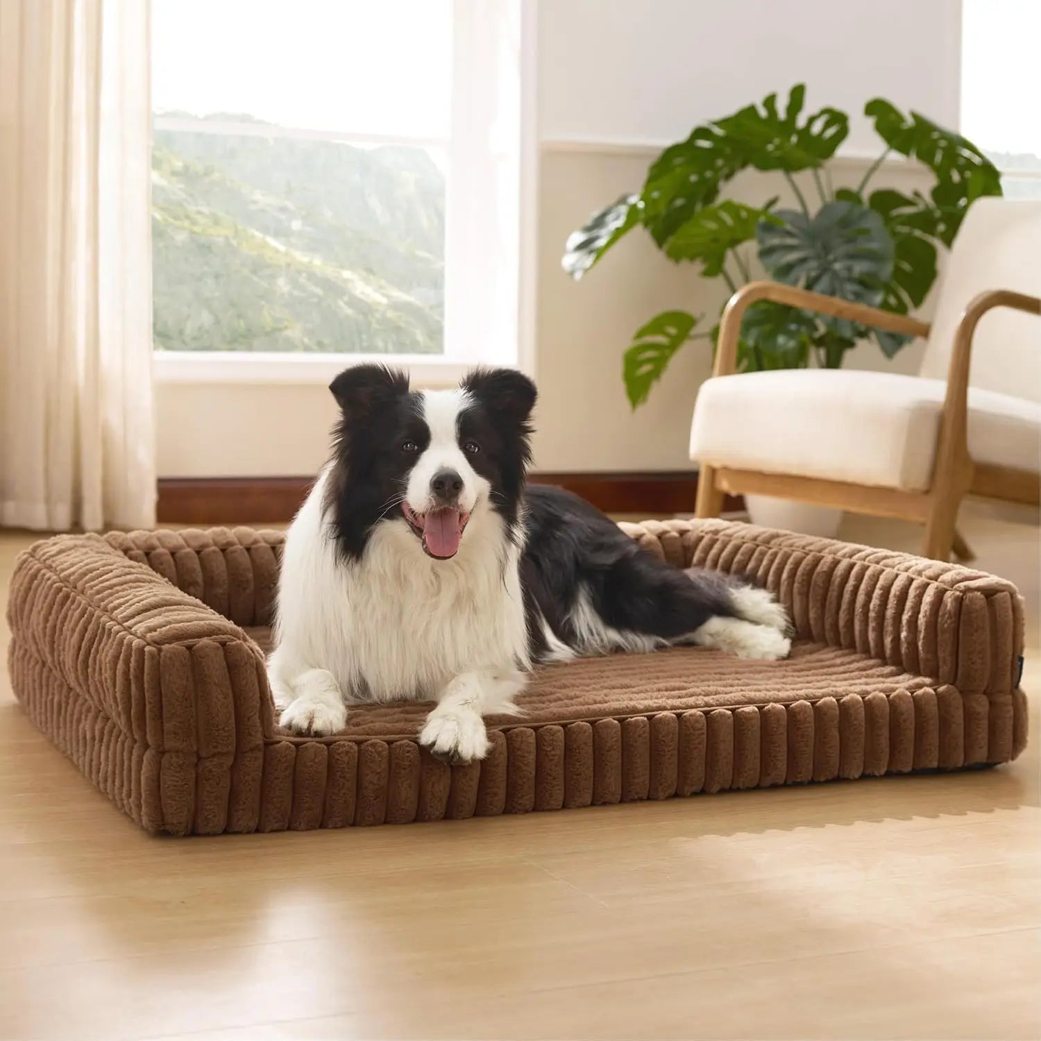 Orthopedic Pet Bed for Large Sized Dogs Waterproof Memory Foam with Removable Egg-Crate Foam Non-Slip Bottom Pet Couch Sofa