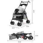 Pet Stroller Small Pull Cart Puppy Dog Walking Cart Lightweight Foldable Oxford Adjustable Zipper for Outdoor Use