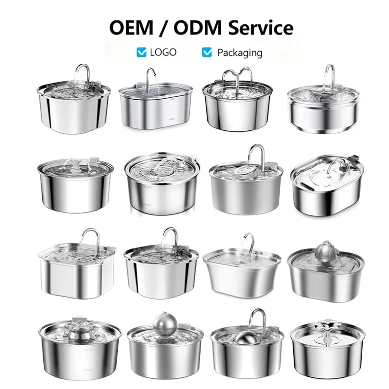 Best Seller OEM 3.2L Stainless Steel Cat Water Fountain Automatic Pet Water Dispenser with Charging Power Source