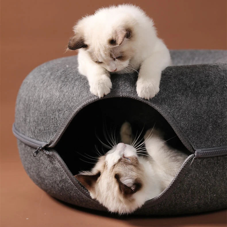 Cats House Basket Natural Felt Pet Toy Cat Tunnel Cave Beds Nest Funny Round Egg-Type with Mat for Small Dogs Puppy Pet Supplies