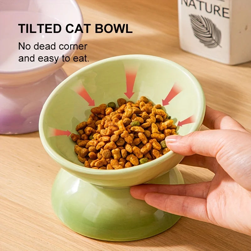 Stylish Red Ceramic Cat Bowl Pet Feeding Bowls Elevate Dining for Dogs & Cats Reduces Neck Strain & Enhances Digestion