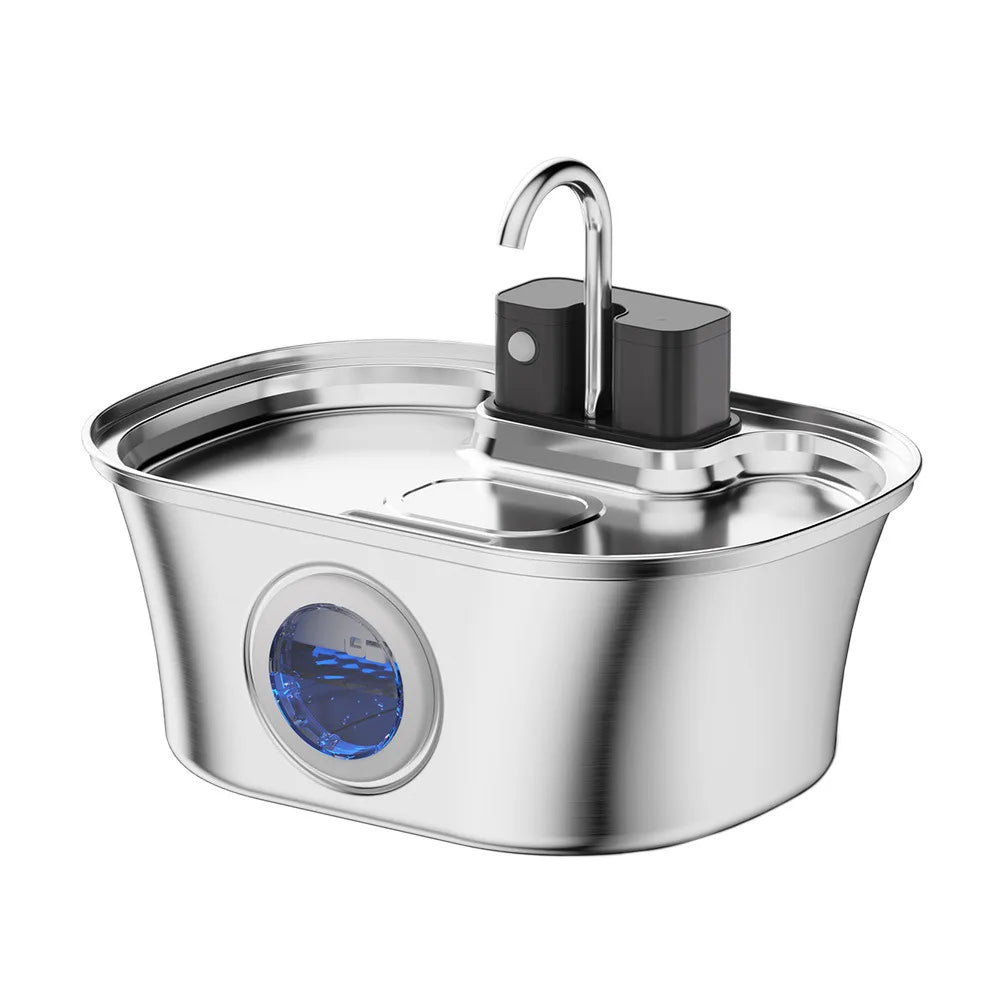 OEM 108oz/3.2L Stainless Steel Wireless Cat Water Fountain 4000mah Battery Operated Automatic Cat Water Dispenser Cat Fountain