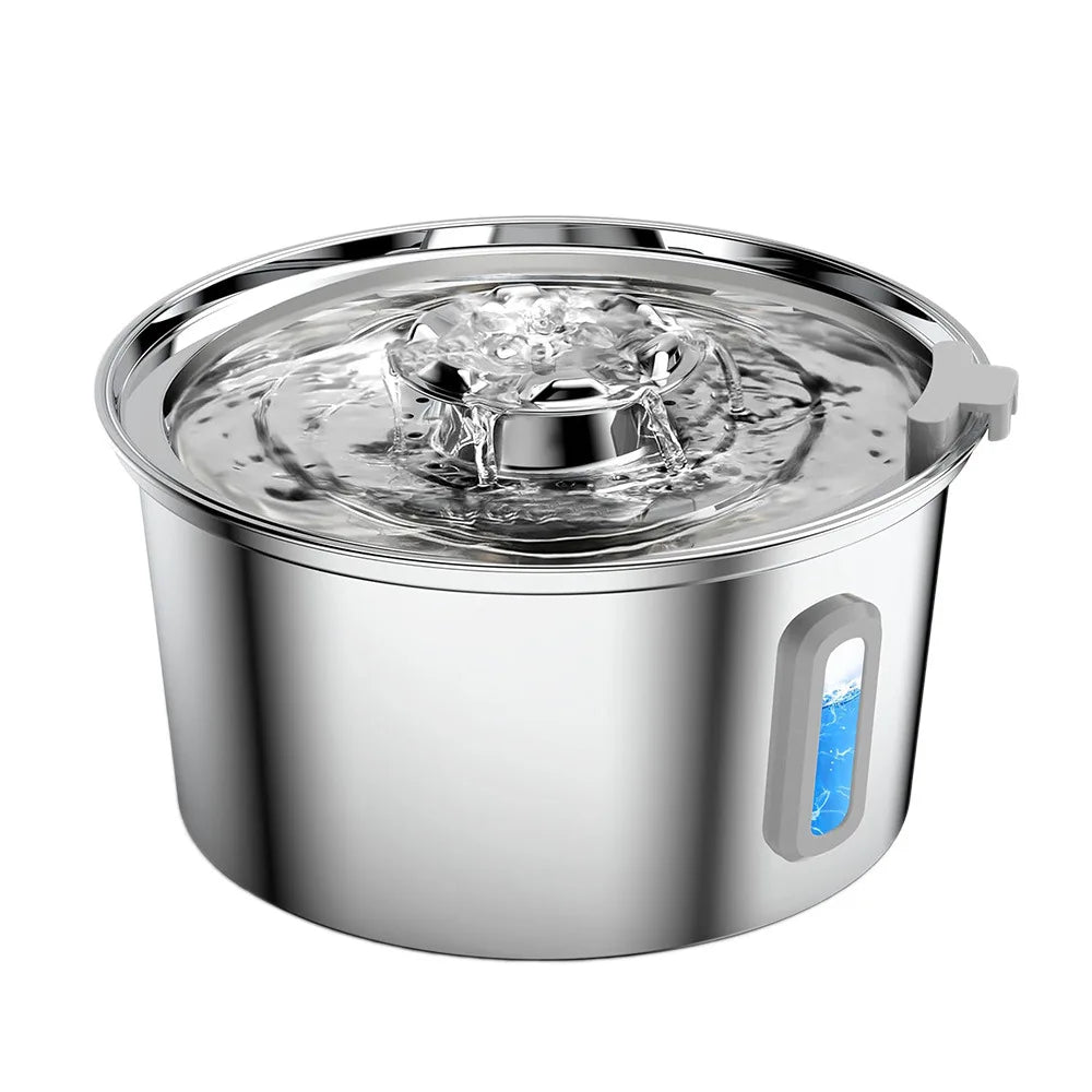 Best Seller OEM 3.2L Stainless Steel Cat Water Fountain Automatic Pet Water Dispenser with Charging Power Source