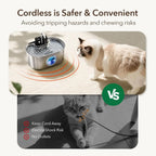 Cat Water Fountain Stainless Steel 108oz/3.2L Battery Wireless Cat Fountains for Drinking Indoor Automatic Pet Water Dispenser