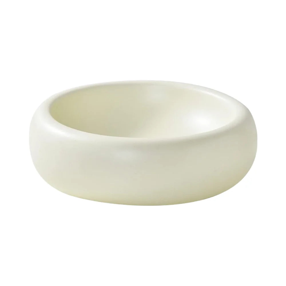 High Capacity White Ceramic Cat Bowl Large Wide Mouth Monolayer for Protection Cervical Vertebrae for Cat Food Rice Other Meals
