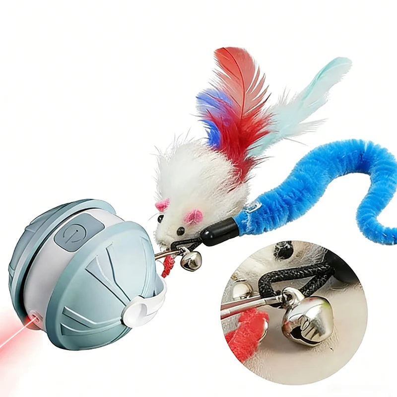 Interactive Cat Ball Toy Automatic Rolling Ball Puzzle Cat Toy for Bored Cats Indoor Use with Pet LED Laser Indoor Training Tool