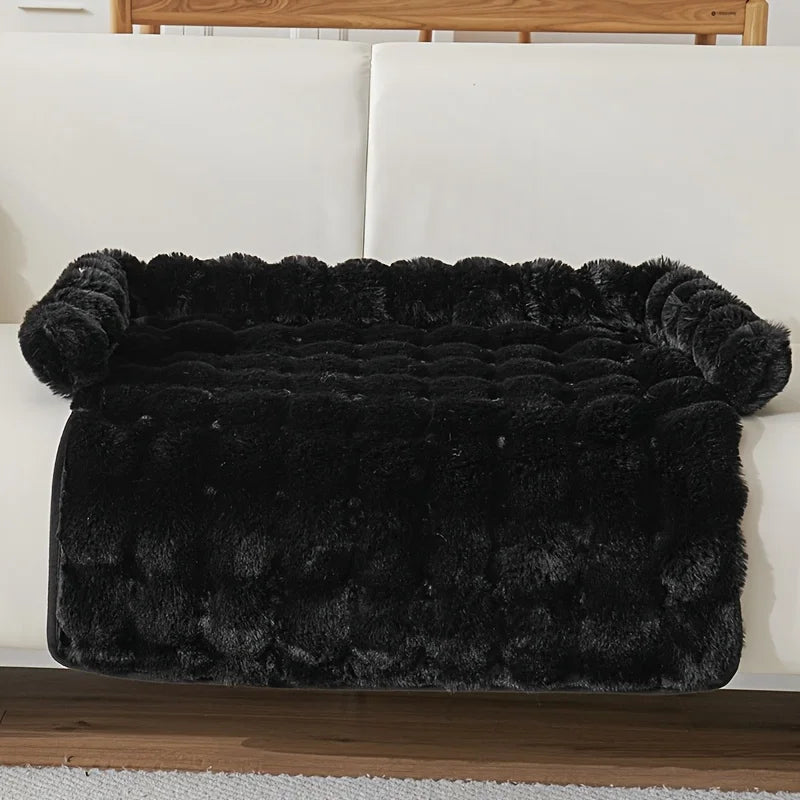 Custom Winter Comfortable Pet Dog Bubble Imitation Rabbit Fur Pet Bed Thickened Warm Anti-Slip Soft Pet Pad Cat Bed Dog Bed