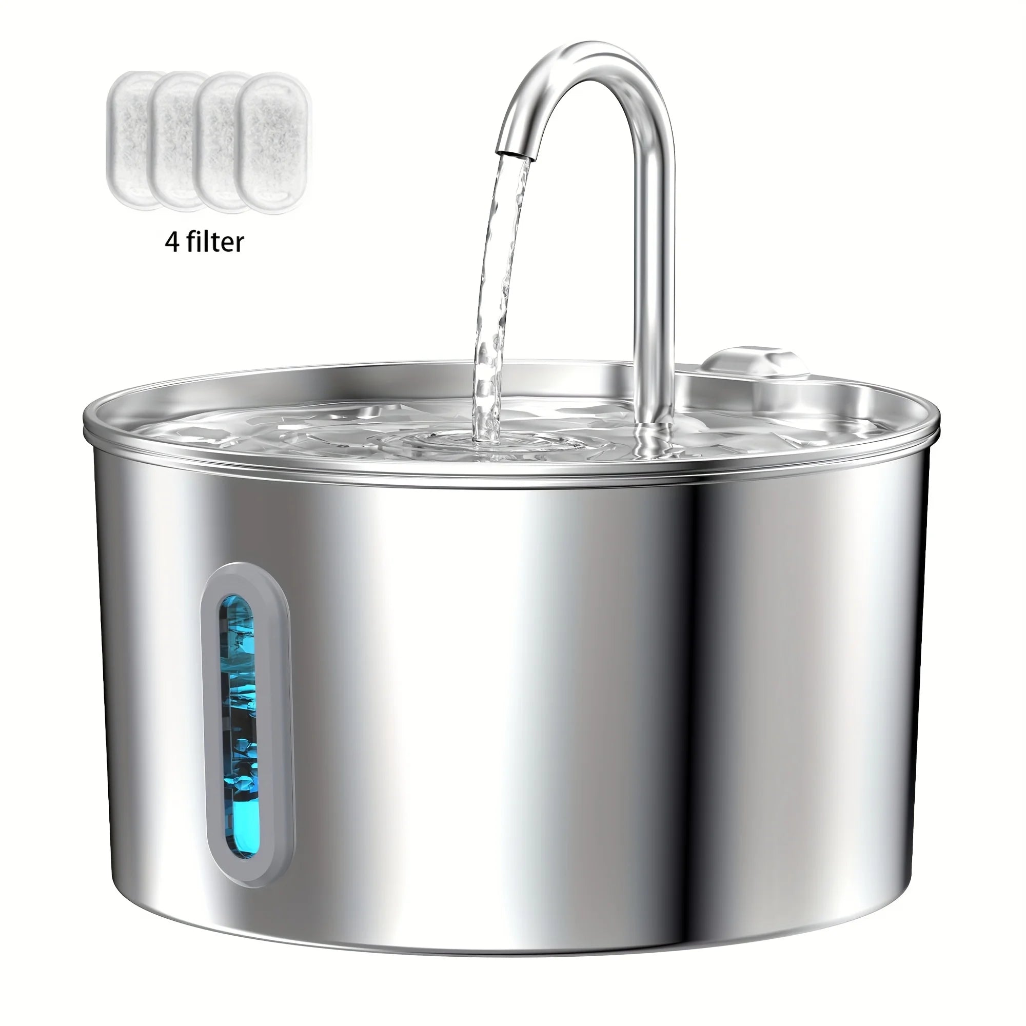 2.2L Stainless Steel Cat Water Fountain with Automatic Pump & Filter Indoor Drinking Fountain Ultra-Silent Smart Water Fountains