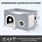 Cat House for Indoor Cat Bed Cave with Fluffy Ball Scratch Pad Foldable Cat Hideaway Covered for Multi Small Pet Large Kitty