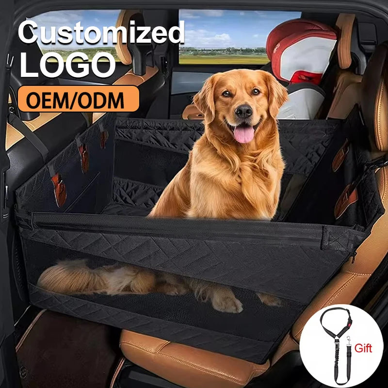 Extended Dog Car Seat Back for Dog Car Seat Cover Oxford Cat Back Seat Back Pet Hammock with Safety Belt for Medium Large Dogs
