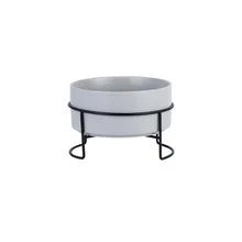 Ceramic Dog Bowls Set Stainless Steel Pet Feeder with Holder Double Bowls for Cats and Small Dogs