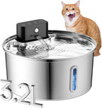 ODM OEM Wireless Stainless Steel Cat Water Fountain Portable 3.2L Automatic Water Dispenser with 4000mAh Battery and Sensor