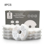 8pcs Automatic Cat Fountain Filter for Pet Water Bowls Rounded Shape Carbon Replacement Filters for Cat Drinking Fountain