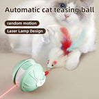 Interactive Cat Ball Toy Automatic Rolling Ball Puzzle Cat Toy for Bored Cats Indoor Use with Pet LED Laser Indoor Training Tool