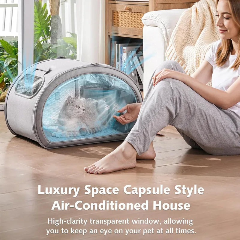 Custom Cat Carrier with Cooling Mat for Small Dogs Cats Outdoor Cat Bed with Insulation and 6 Ice Packs Cooling for Cat and Dog
