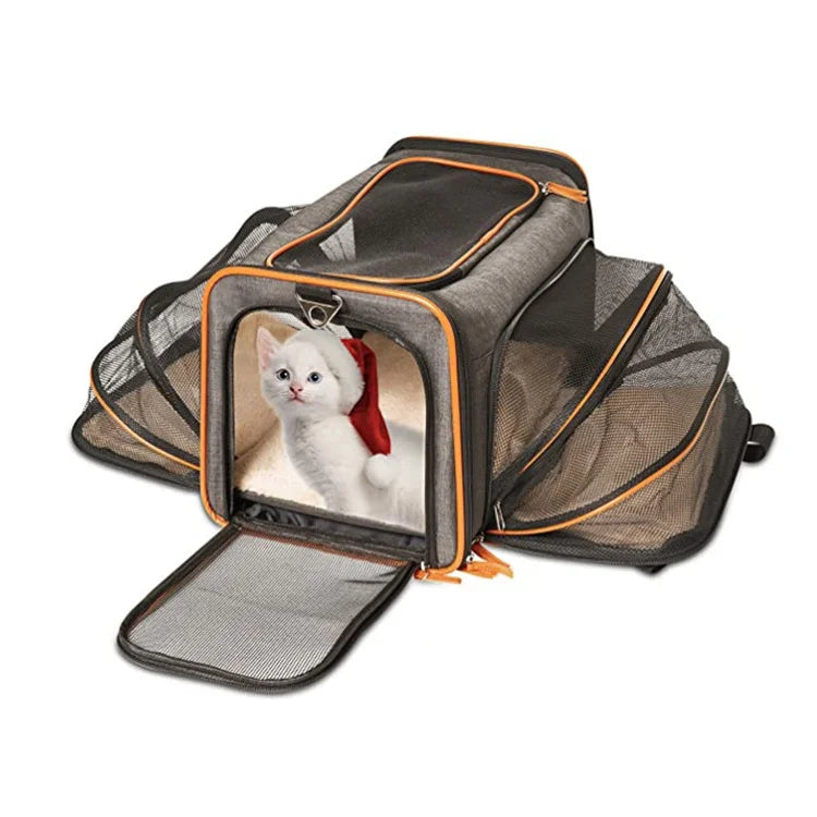 Airline Approved Pet Carrier Soft Sided Pet Travel Carrier Expandable Puppy Cat Handbag with Fleece Pad Pet Manufacture