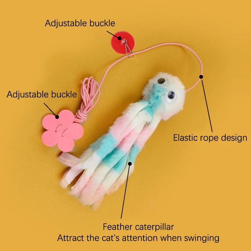 Interactive Cat Toys Hanging Simulation Cat Plush Toy Retractable Plush Octopus Shape Hanging Door Type Pet Toy Cat Supplies