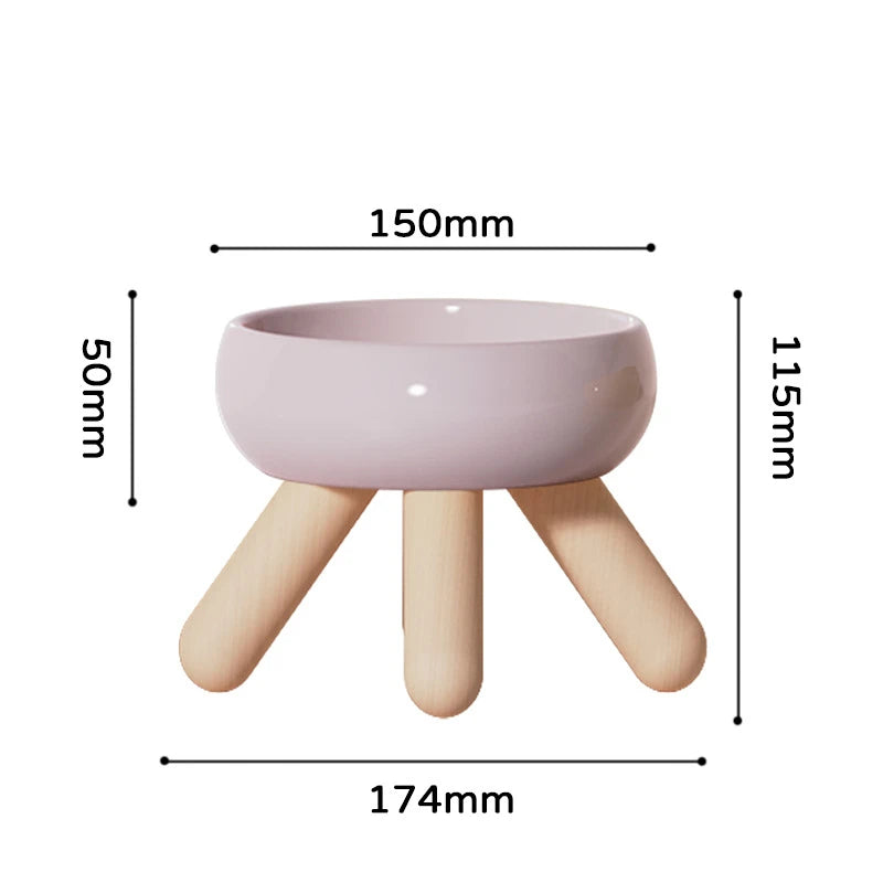 Ceramic Cat Bowl Flower Design Cat Food Bowl High Foot Water Plate Snack Dish with Stand for Neck Protection Drinking Water