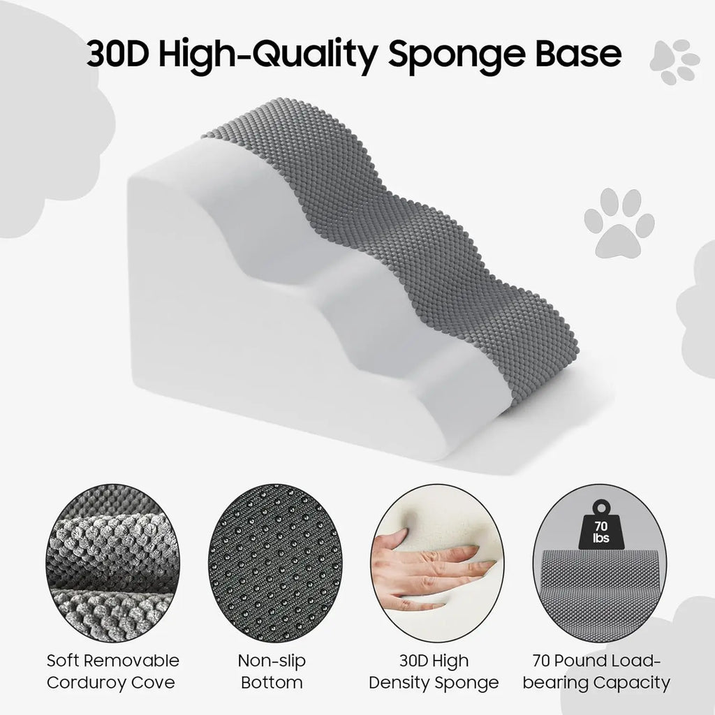 Custom Pet Stairs for Small Dogs and Cats Comfortable Curved Design with Waterproof Cover High-Density Foam Steps for Bed Sofa