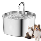 2025 New 2.2L Stainless Steel Cat Water Fountain Pet Water Dispenser Cat Water Dispenser Dual Drinking Cat Feeder
