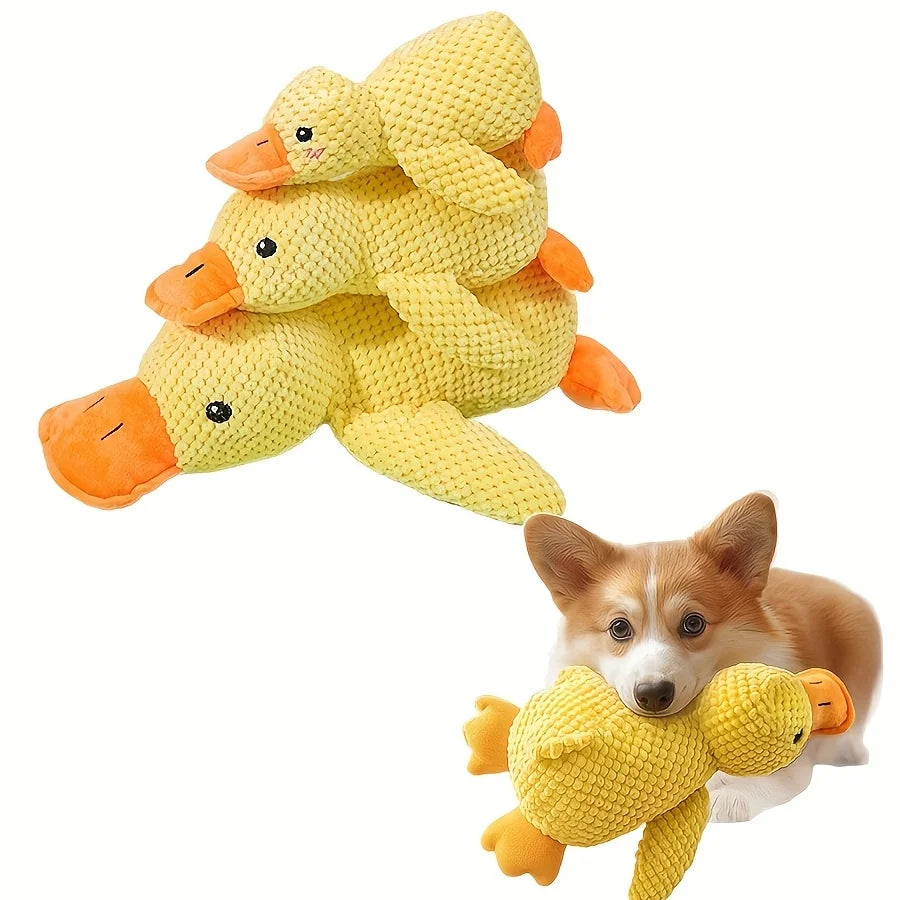 Plush Duck Shape Dog Squeaky Toy Bite-Resistant Soft Chew Toy for Medium to Small Breeds with Interactive Sound Dog Training Toy