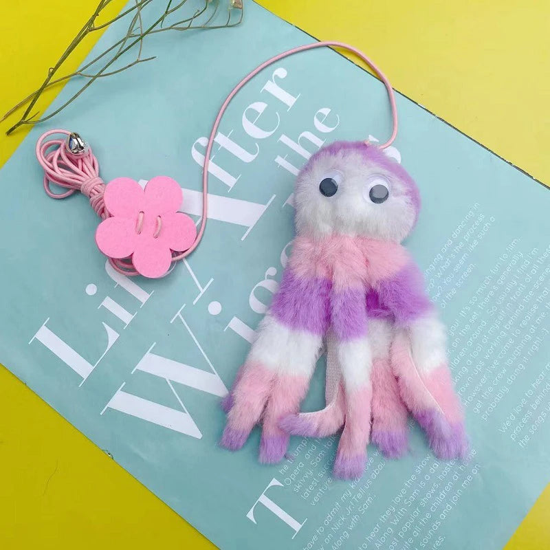 Interactive Cat Toys Hanging Simulation Cat Plush Toy Retractable Plush Octopus Shape Hanging Door Type Pet Toy Cat Supplies