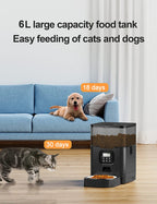 6L Stainless Steel Solid Automatic Cat Feeders Timed Dry Food Dispenser with Button Control 10s Voice Recorder Smart Pet Feeder
