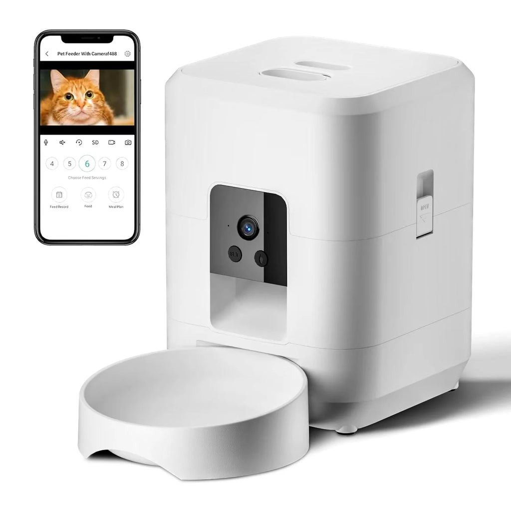 2L Portable Plastic Smart Pet Feeder with Camera Night Vision 2.4G WiFi Automatic Cat Feeder for Dog Food Dispenser